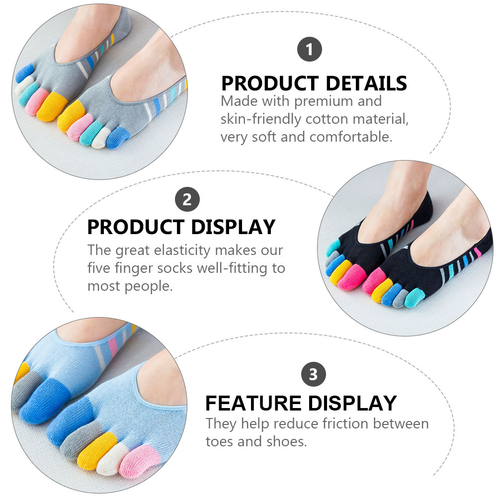 5 คู่ ถุงเท้าโยคะห้านิ้วสำหรับ - Invisibility Sock Loafer บทวิจารณ์และราคา