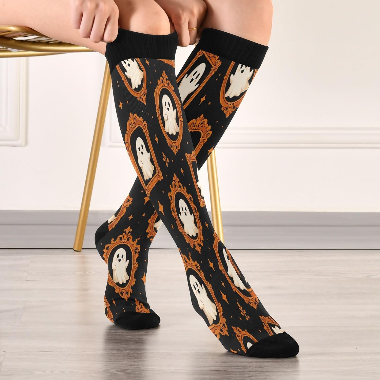 ถุงเท้าบีบอัดลายฮาโลวีนสำหรับผ - Knee High Sock Women บทวิจารณ์และราคา