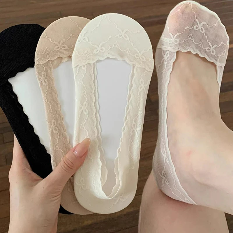 ถุงเท้าข้อสั้นแบบมีโบว์ลูกไม้ส - Invisibility Sock Loafer บทวิจารณ์และราคา
