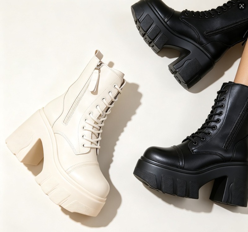 รองเท้าบูทคอมแบทพื้นหนาสำหรับผ - Knee High Sock Women บทวิจารณ์และราคา